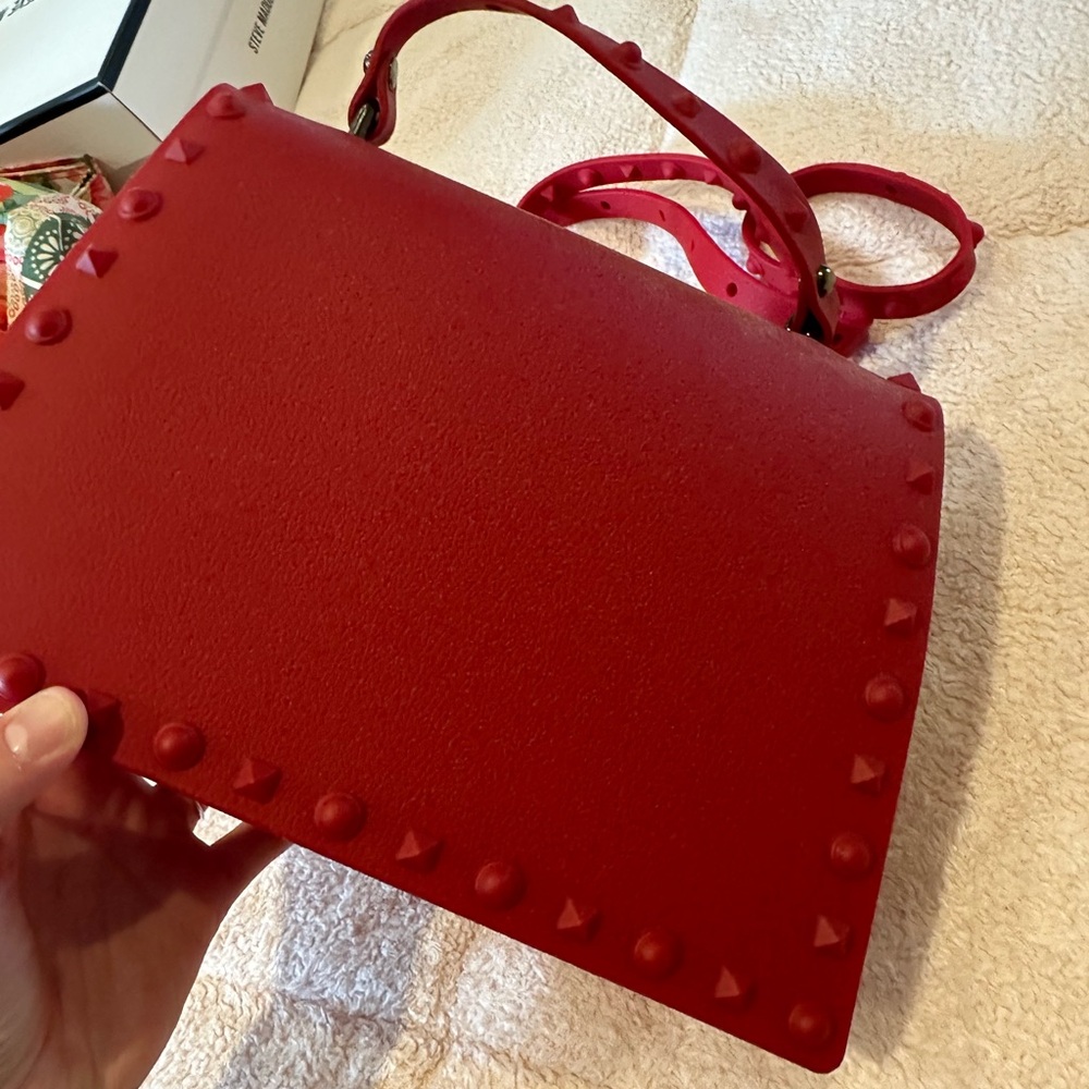 Stylish Red Studded Handbag - Picture 5 of 6